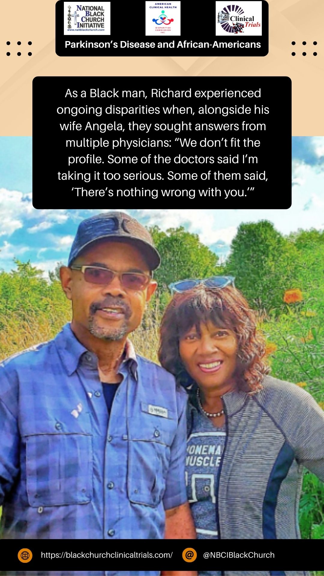 As a Black man, Richard experienced ongoing disparities when alongside his wife Angela, they sought answere from multiple physicians: “We dont fit the profile. Some of the doctors said I'm taking it too serious. Some of them said, 'There's nothing wrong with you.'”
