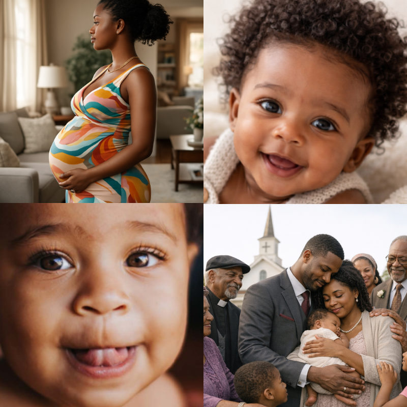 Image of babies, pregnant woman and supportive community