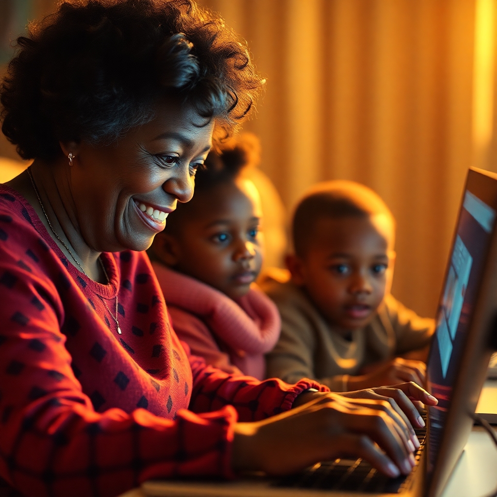 Grandmother with children online